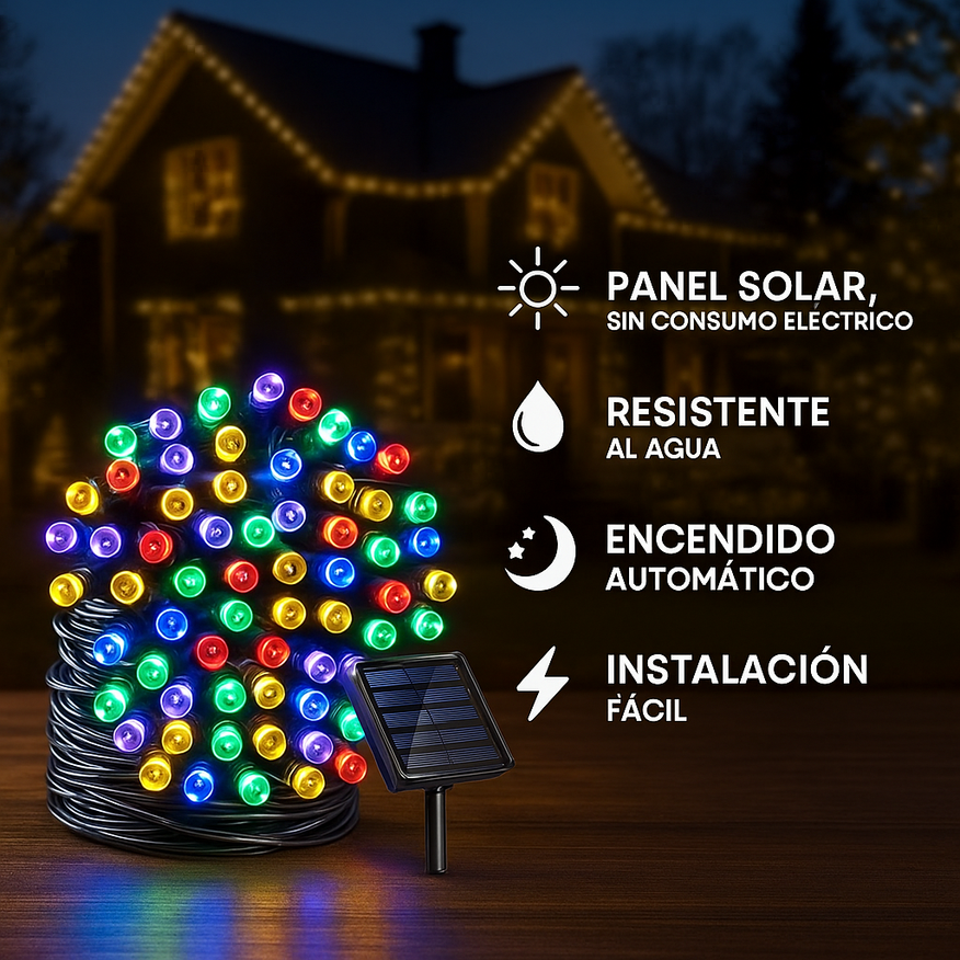 LUCES DE COLORES CON PANEL SOLAR